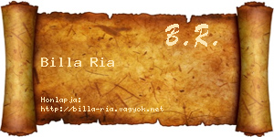 Billa Ria névjegykártya